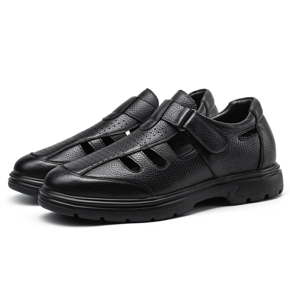 6 CM / 2.36 Inches CMR CHAMARIPA Elevator Sandals - Black Fisherman Sandals