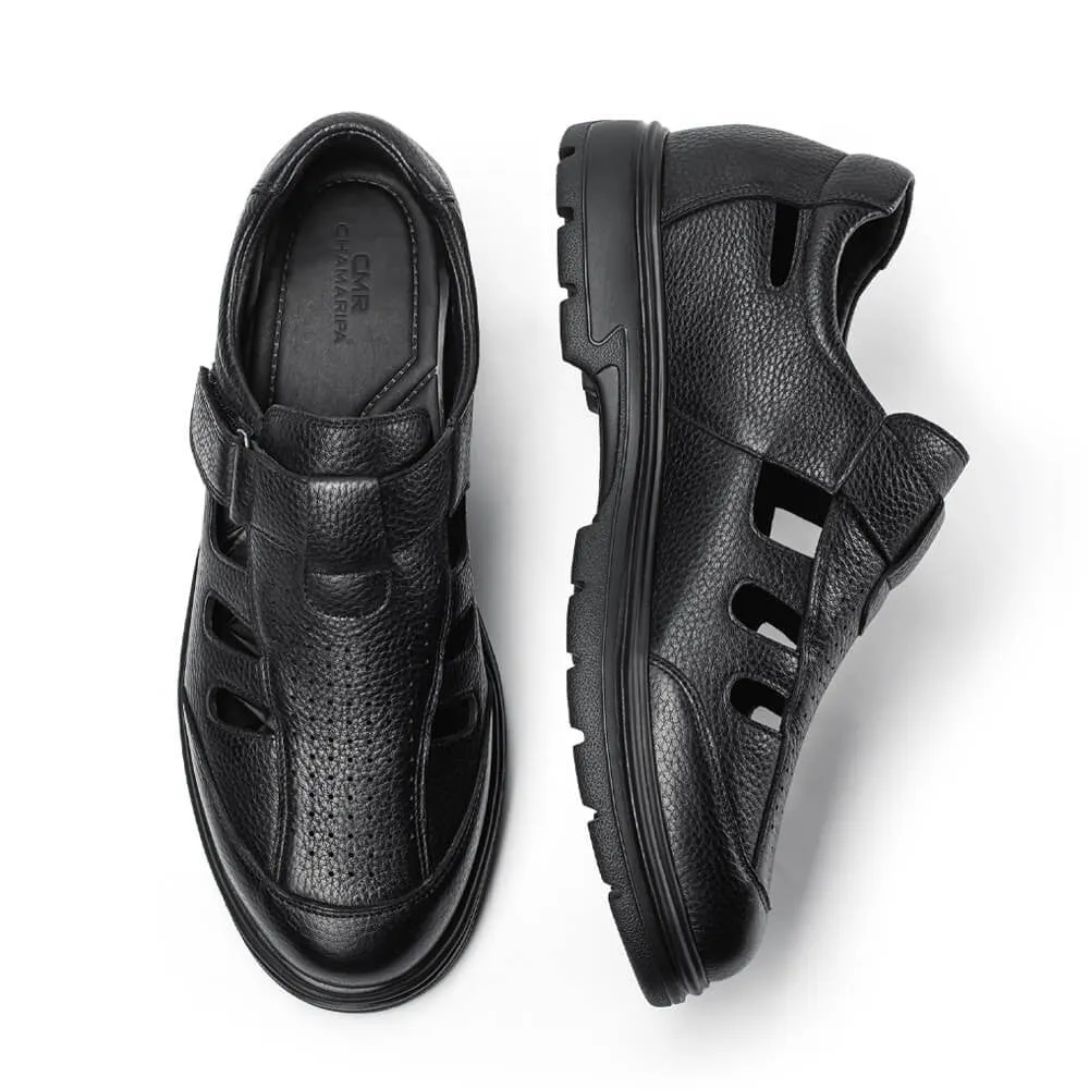 6 CM / 2.36 Inches CMR CHAMARIPA Elevator Sandals - Black Fisherman Sandals