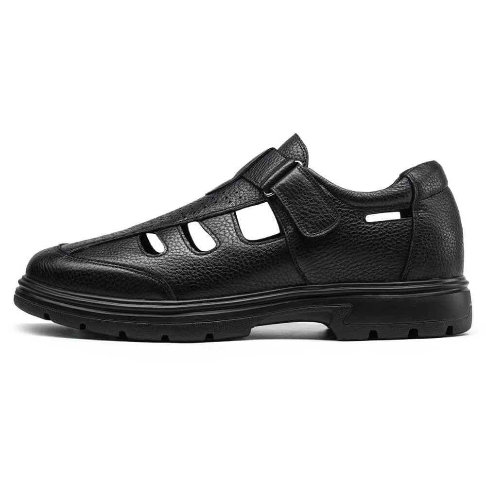 6 CM / 2.36 Inches CMR CHAMARIPA Elevator Sandals - Black Fisherman Sandals