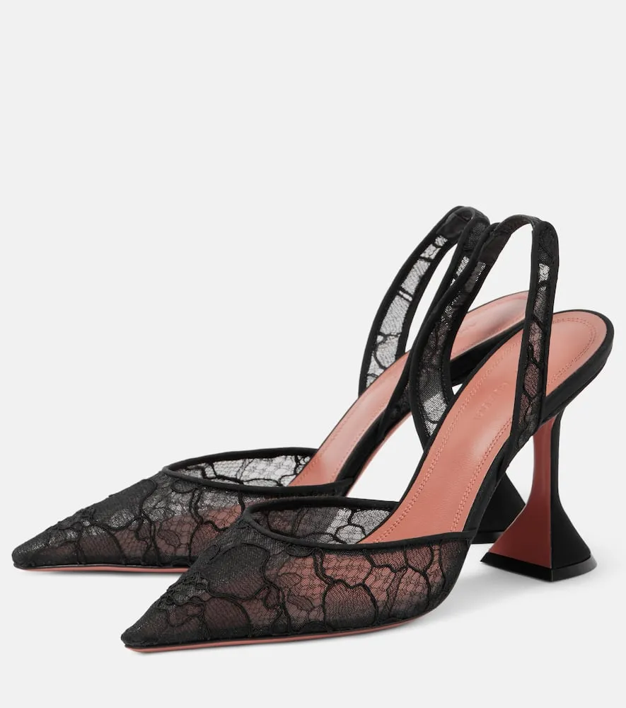 Amina Muaddi Holli 95 lace slingback pumps