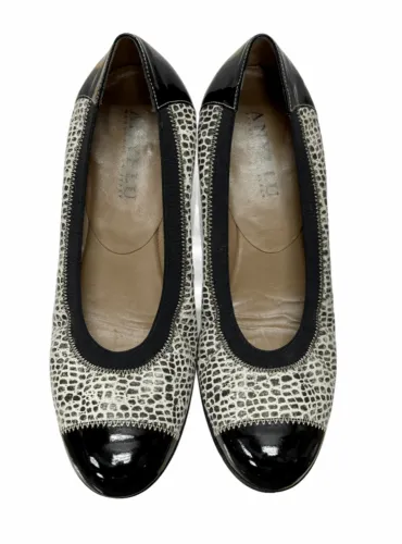 Anyi Lu Cobblestone Print Cate Elastic Ballet Flats Shoes Size 38.5