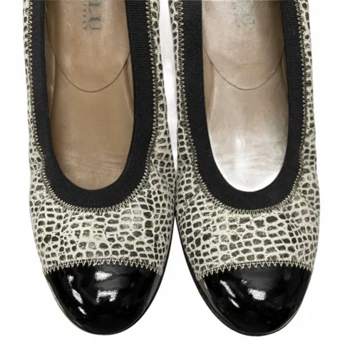 Anyi Lu Cobblestone Print Cate Elastic Ballet Flats Shoes Size 38.5