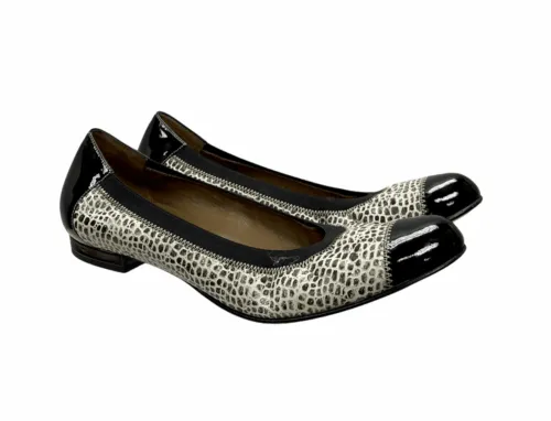 Anyi Lu Cobblestone Print Cate Elastic Ballet Flats Shoes Size 38.5
