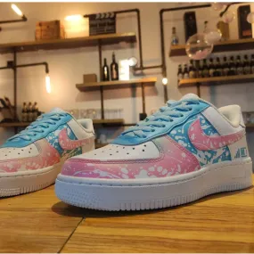 Baby Blue Pink Splatter Graffiti Custom Air Force 1