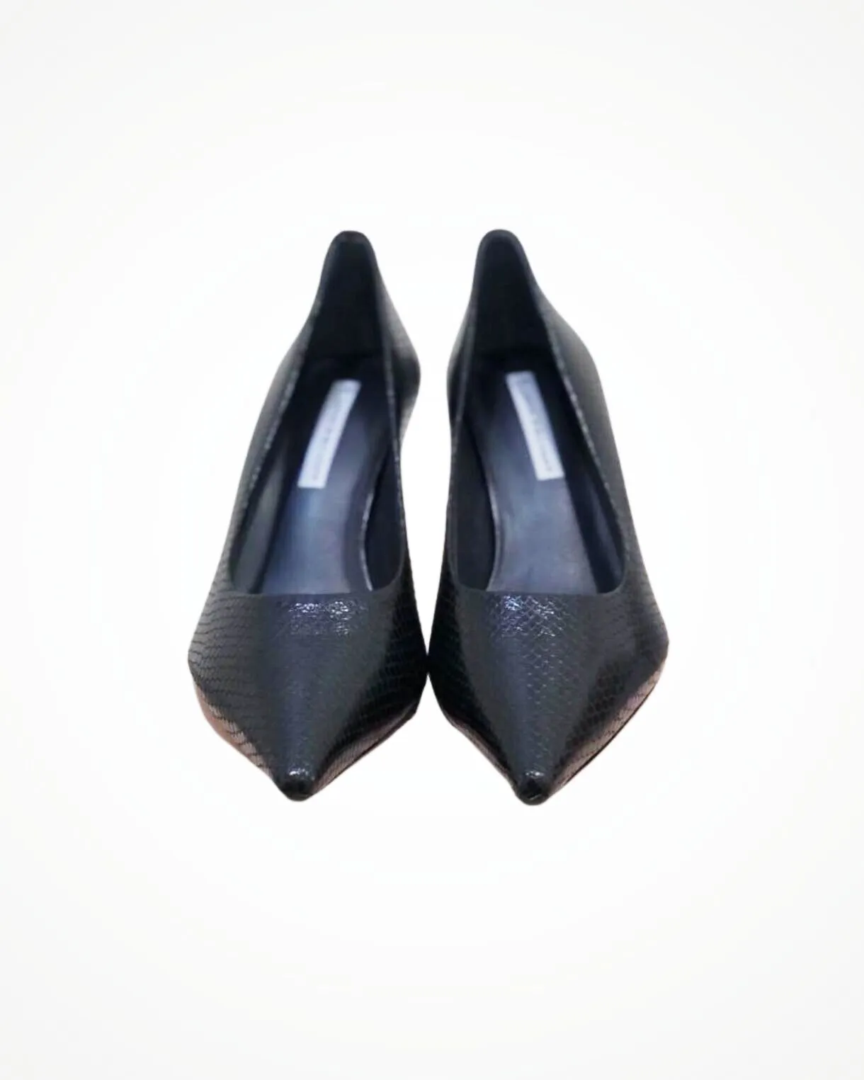 Black Croc Embossed Leather Pump