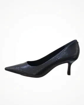 Black Croc Embossed Leather Pump