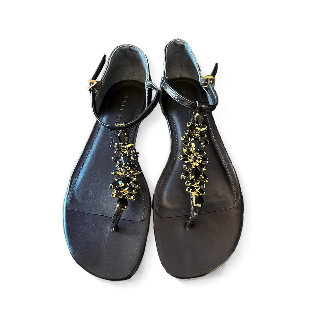 Black Flat Sandal with Stones