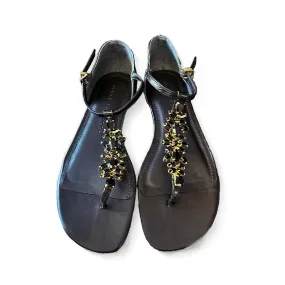 Black Flat Sandal with Stones