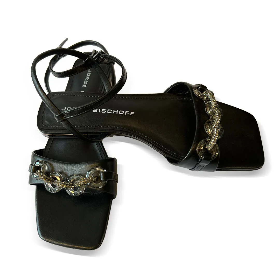 Black Flat with Chain Detail