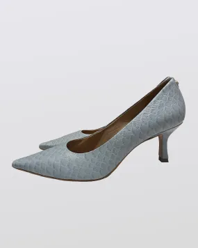 Blue Croc Embossed Leather Pump