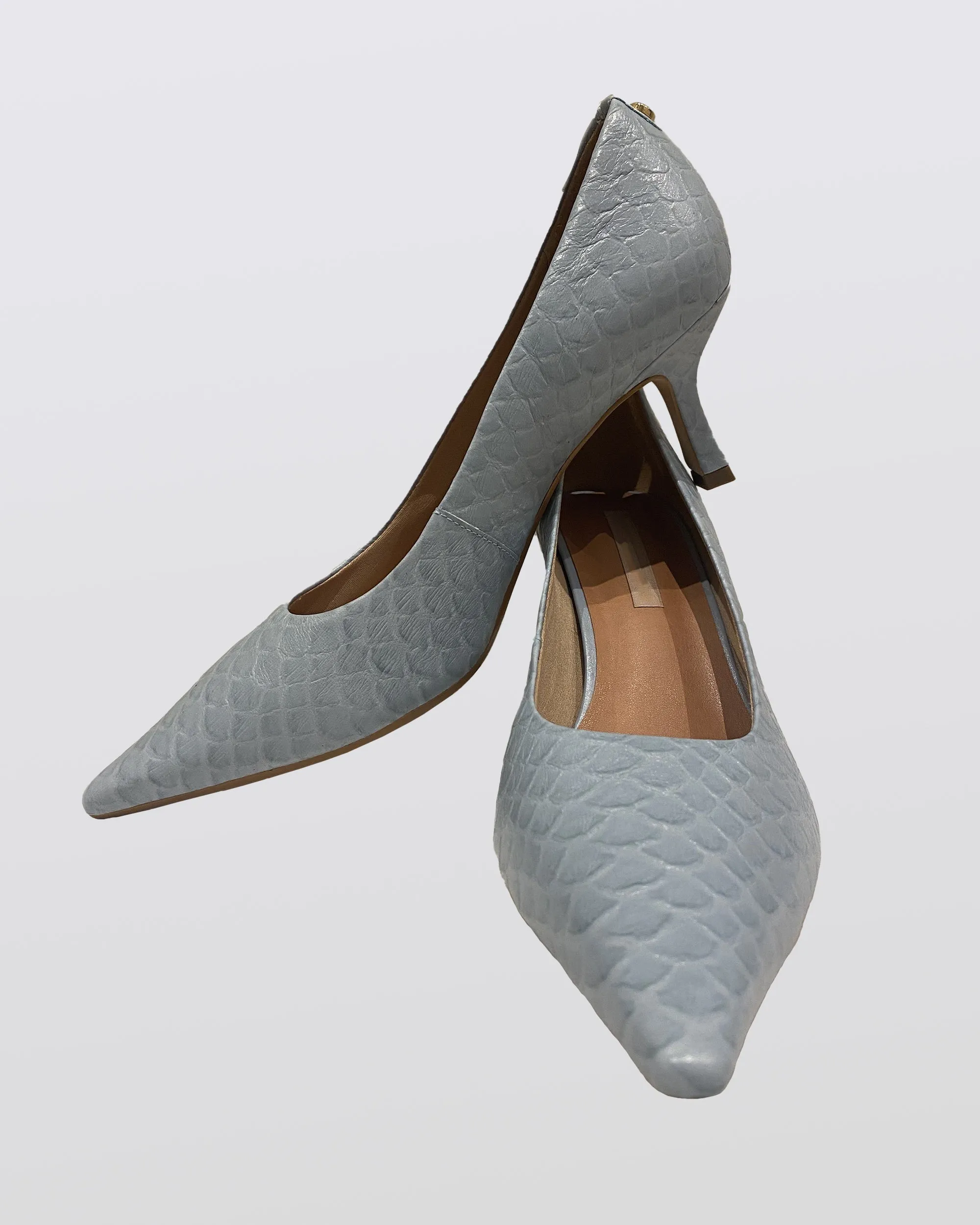 Blue Croc Embossed Leather Pump