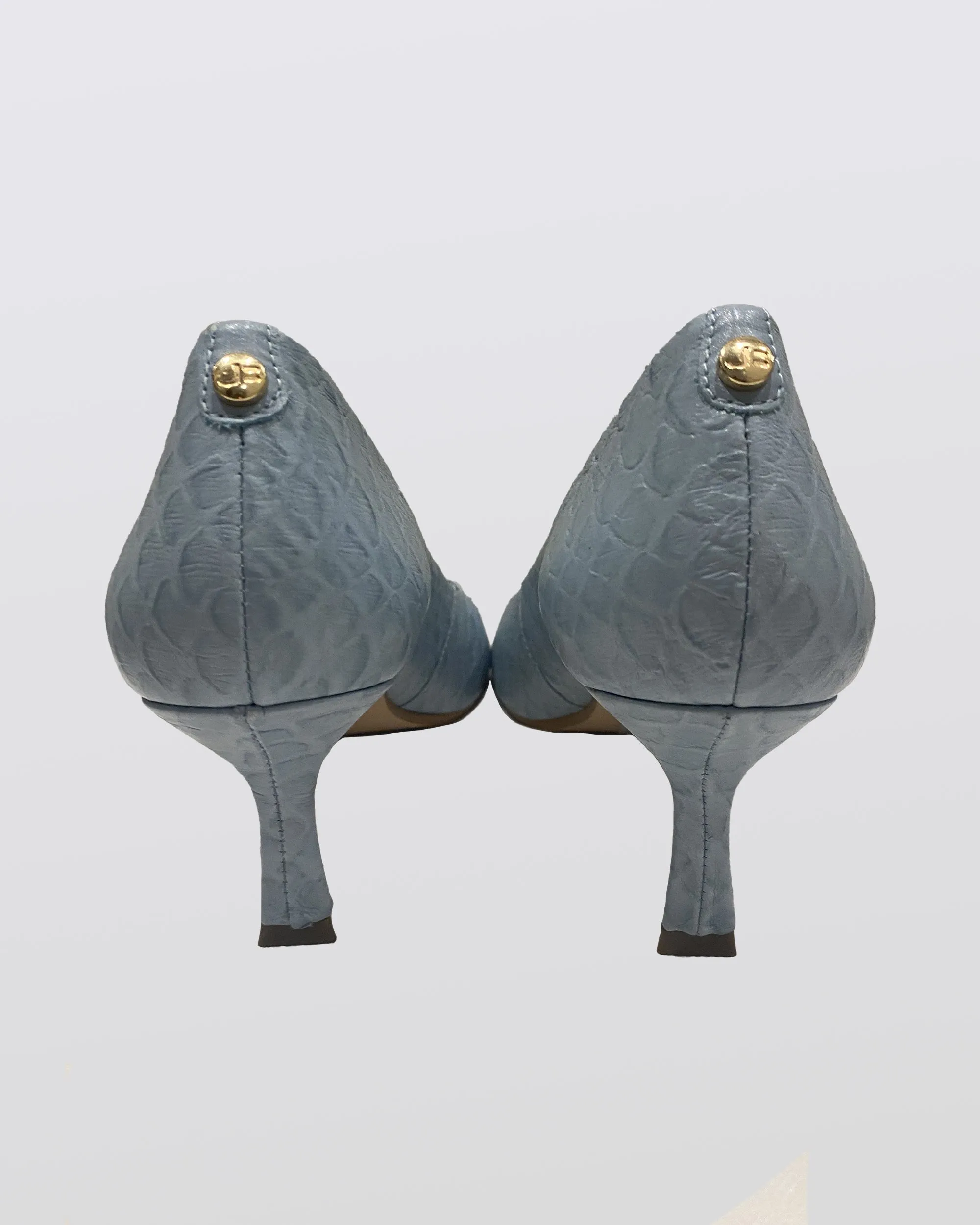 Blue Croc Embossed Leather Pump