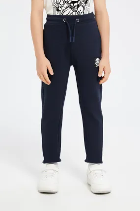 Boys Navy Ottoman Active Pants