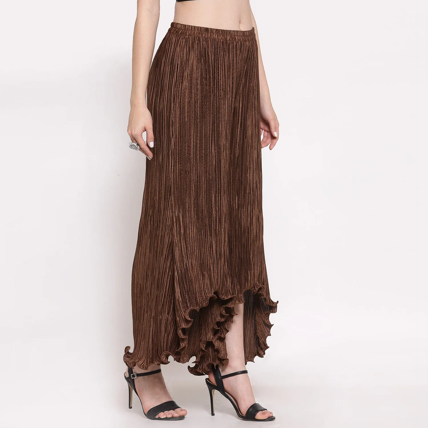 Brown Plisse Pant