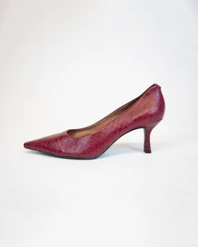 Burgundy Croc Embossed Leather Pump