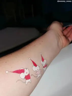 Ducky Street Winter Mice Temporary Tattoos