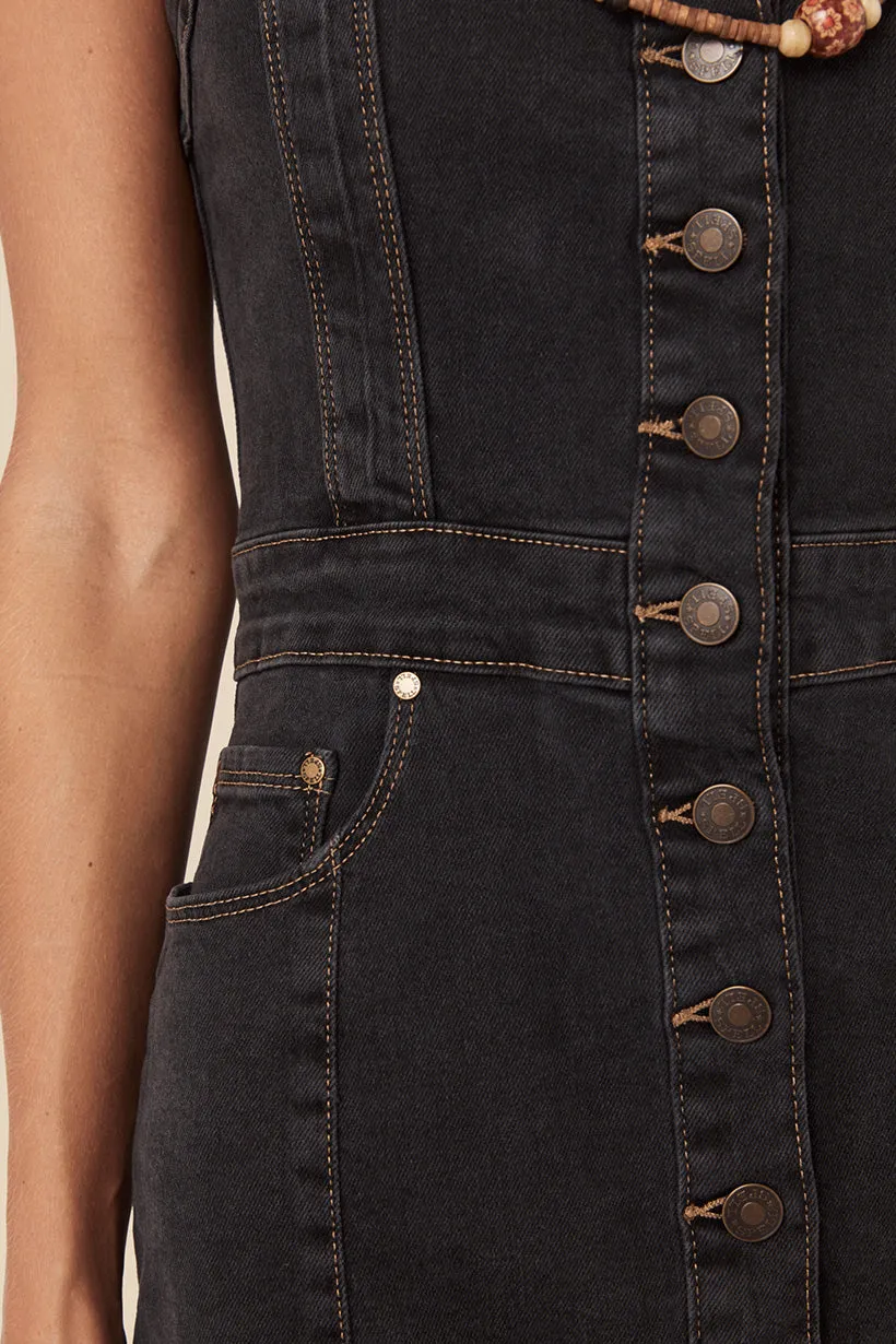 Eve Denim Sweetheart Midi Dress