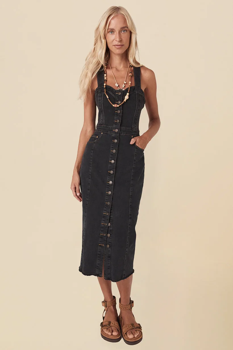 Eve Denim Sweetheart Midi Dress