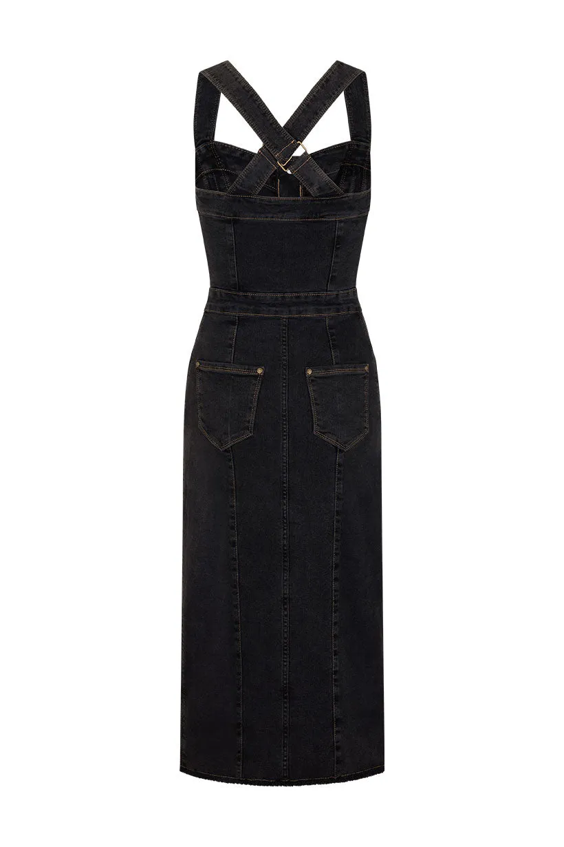 Eve Denim Sweetheart Midi Dress