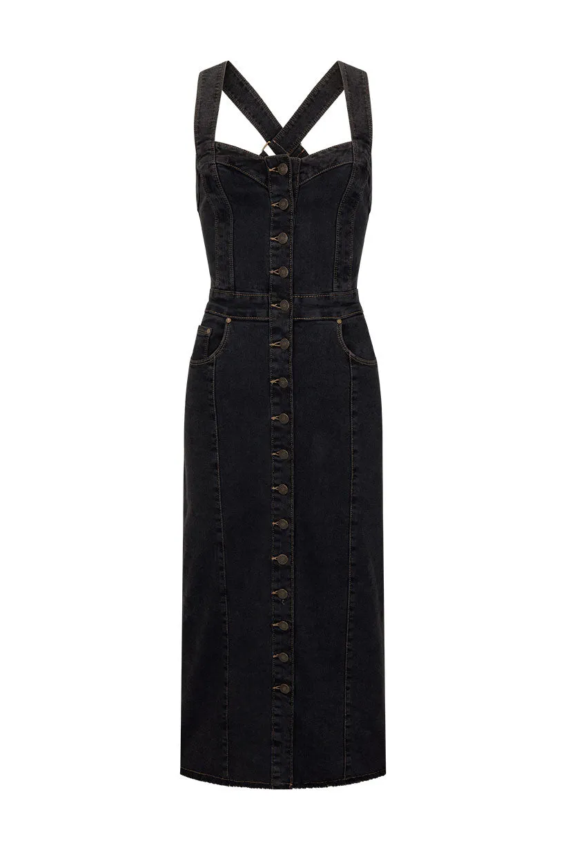 Eve Denim Sweetheart Midi Dress