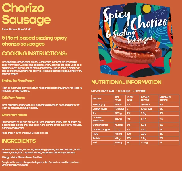 Hooba Six Sizzling Spicy Chorizo Sausages 270g