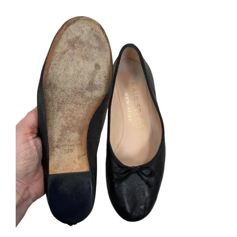 Kate Spade Honey Ballet Flats Shoes Leather Size 7.5 Black