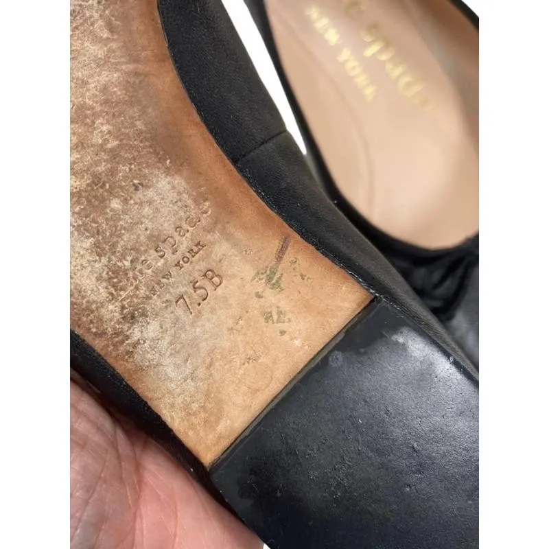 Kate Spade Honey Ballet Flats Shoes Leather Size 7.5 Black