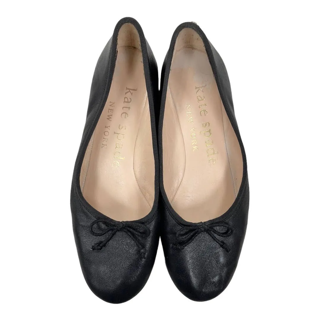 Kate Spade Honey Ballet Flats Shoes Leather Size 7.5 Black