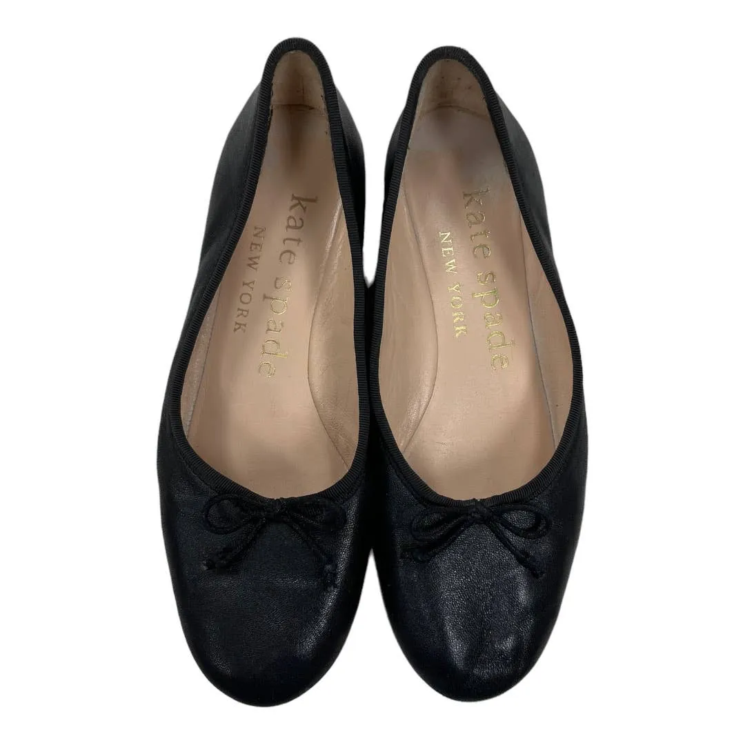 Kate Spade Honey Ballet Flats Shoes Leather Size 7.5 Black