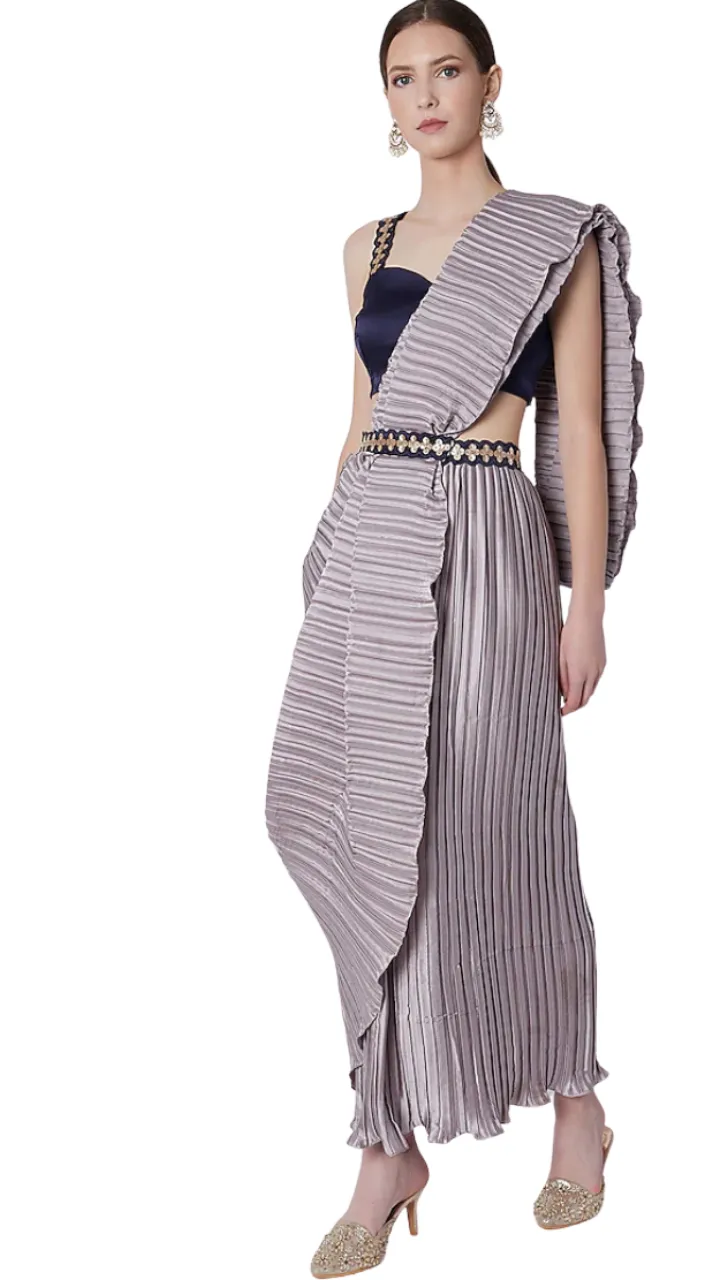 Lavender Pre-Draped Sari