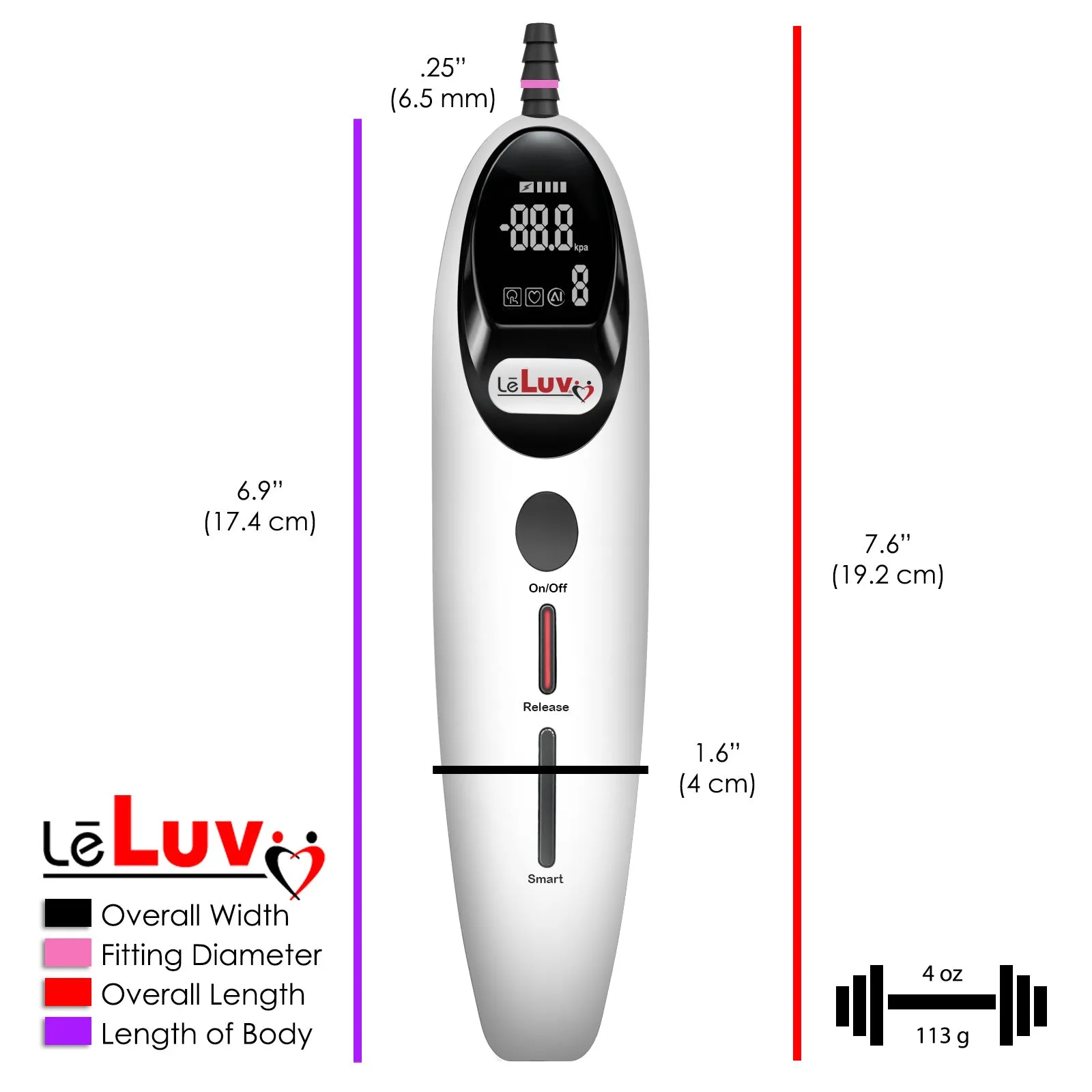 LeLuv Magna Smart LCD Penis Pump | 9 or 12 Inch Length Cylinder | Wide Flange