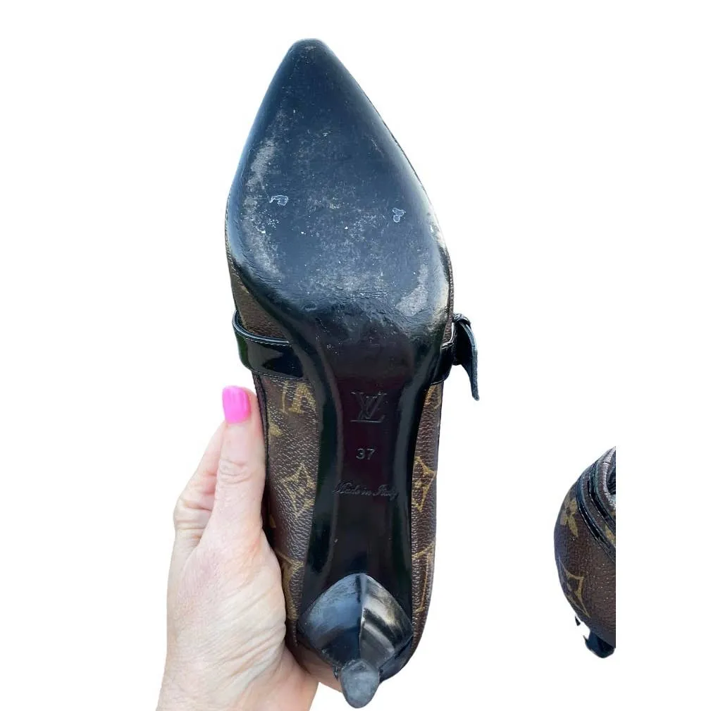 Louis Vuitton Star Power Monogram Low Heel Pumps Shoes Size 37