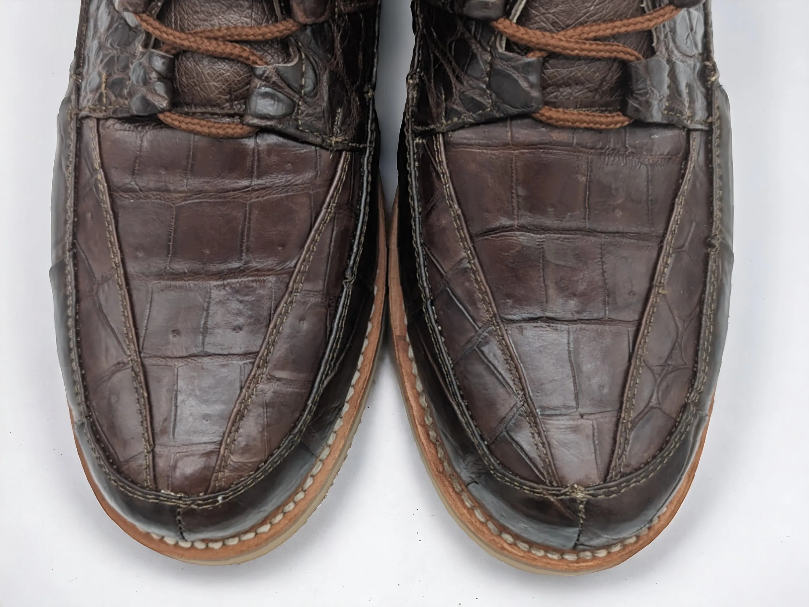 Men’s Coffee Alligator and Ostrich Sneaker Shoes