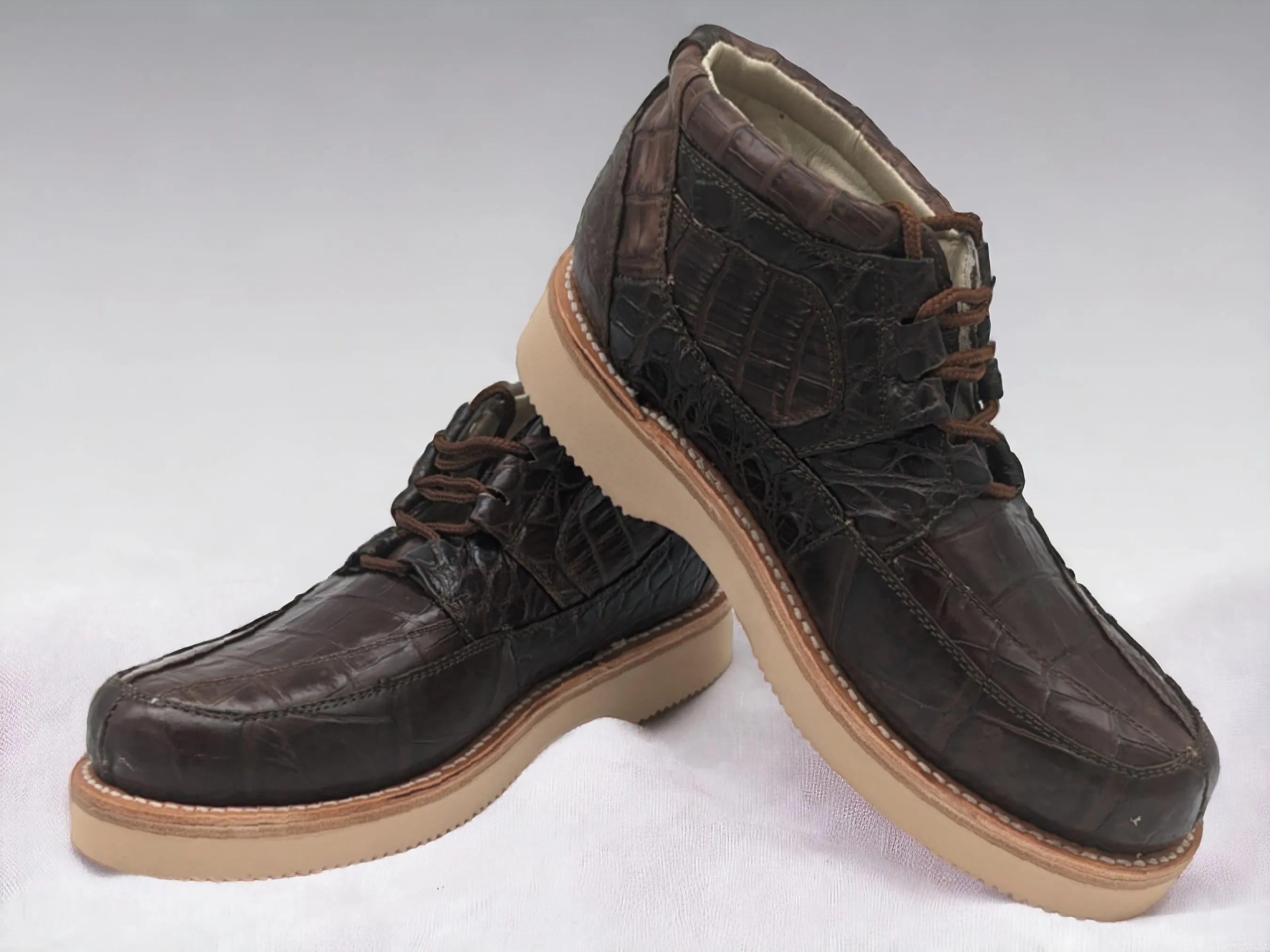 Men’s Coffee Alligator and Ostrich Sneaker Shoes