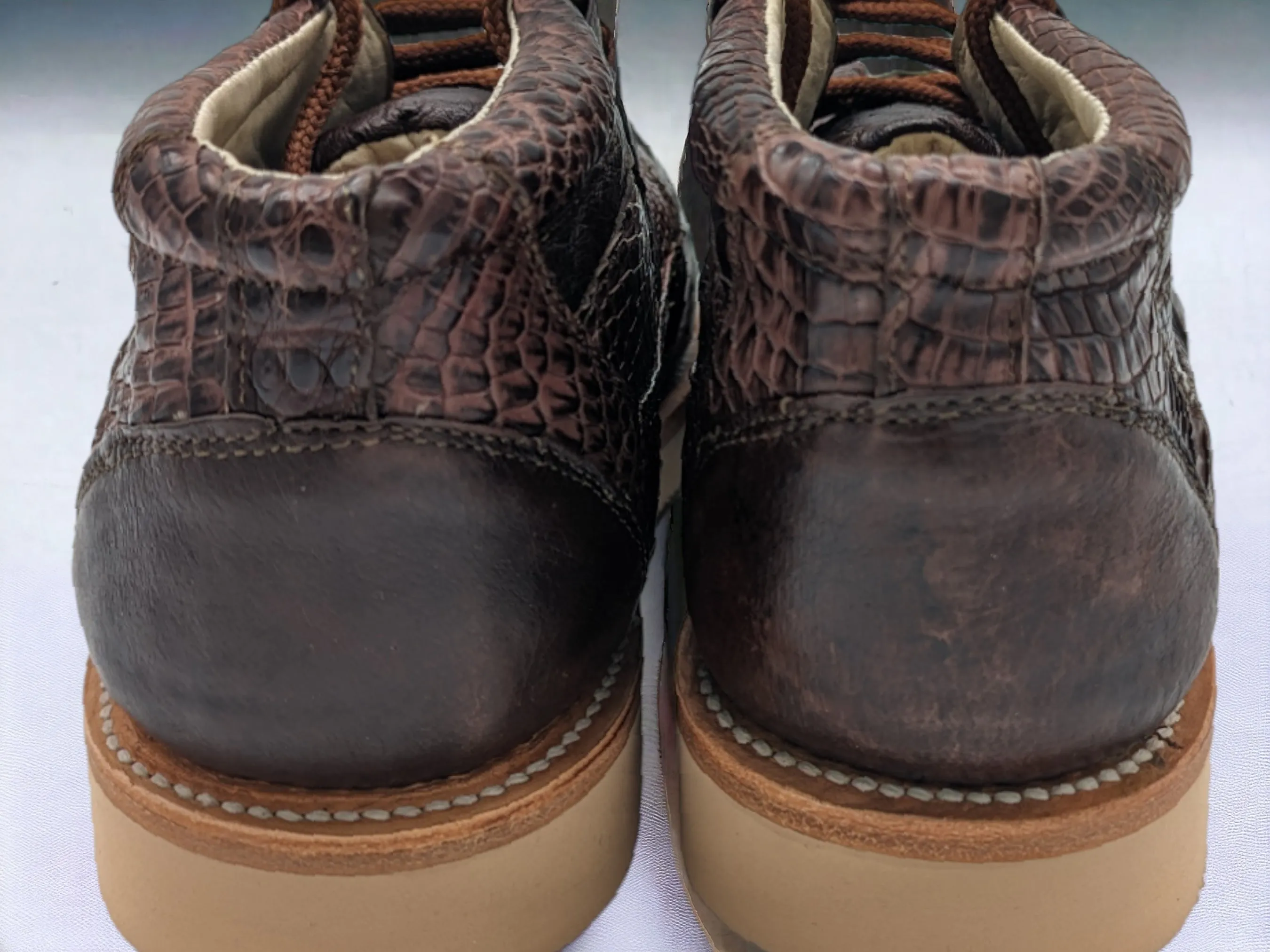 Men’s Coffee Alligator and Ostrich Sneaker Shoes
