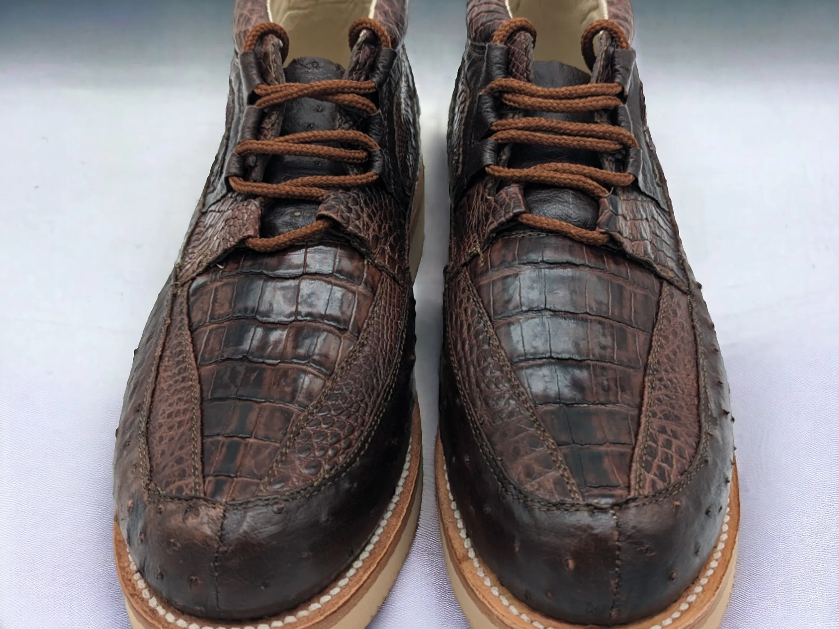 Men’s Coffee Alligator and Ostrich Sneaker Shoes