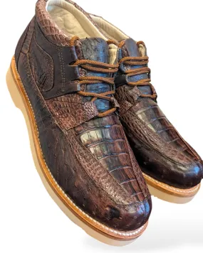 Men’s Coffee Alligator and Ostrich Sneaker Shoes