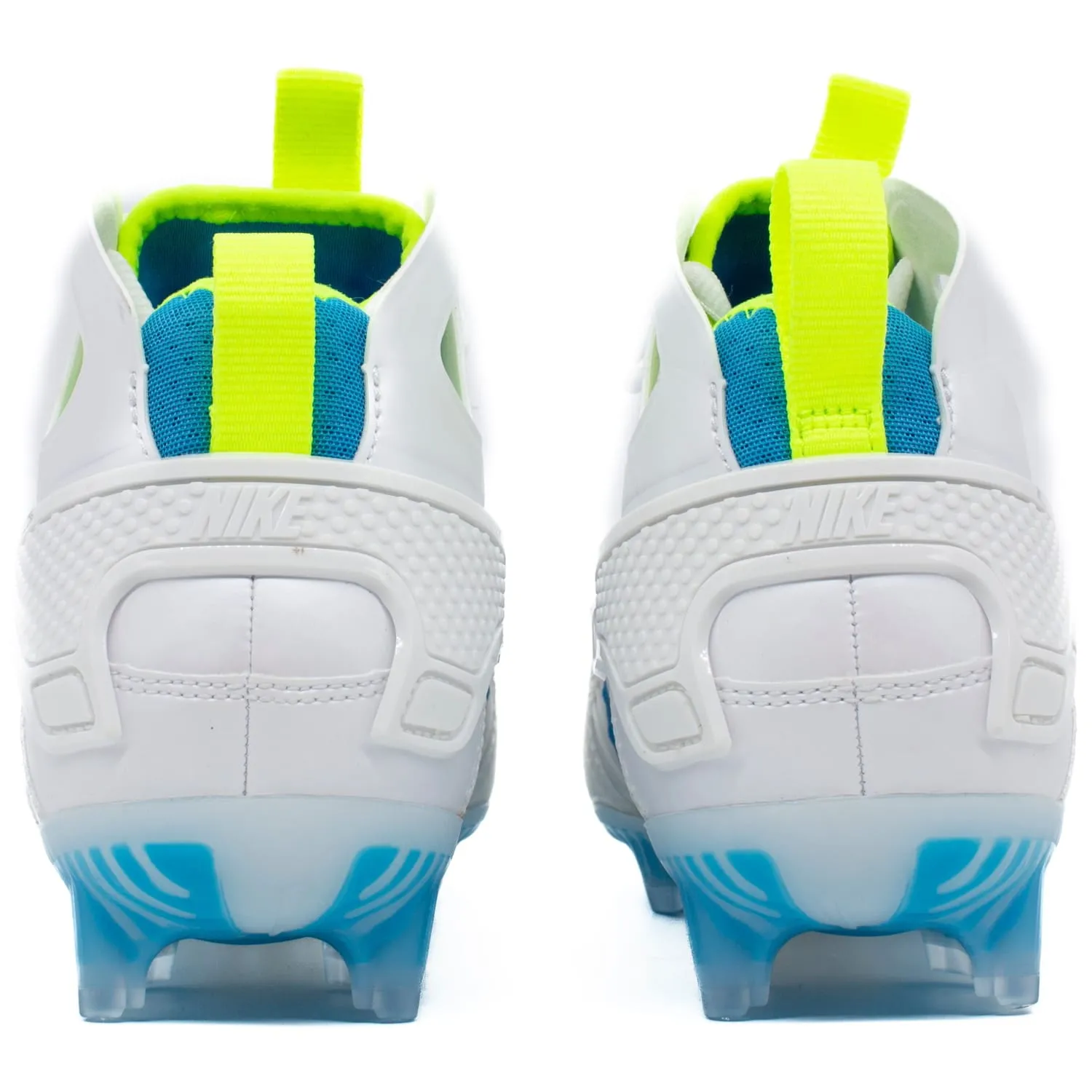 Nike Huarache 9 Elite Mid Lax SE White/Blue/Volt Lacrosse Cleats