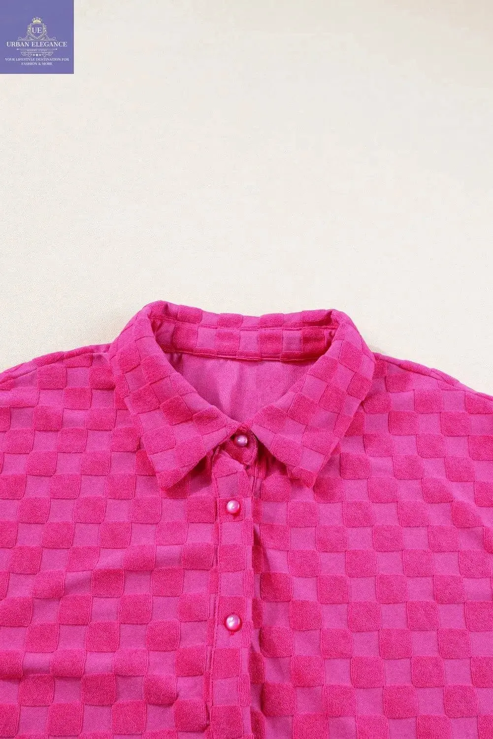Peach Blossom Checkered Knit Short Set