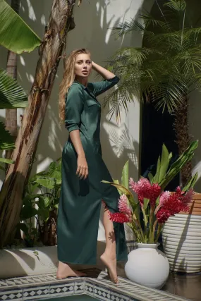 Silk Maxi Shirt Dress