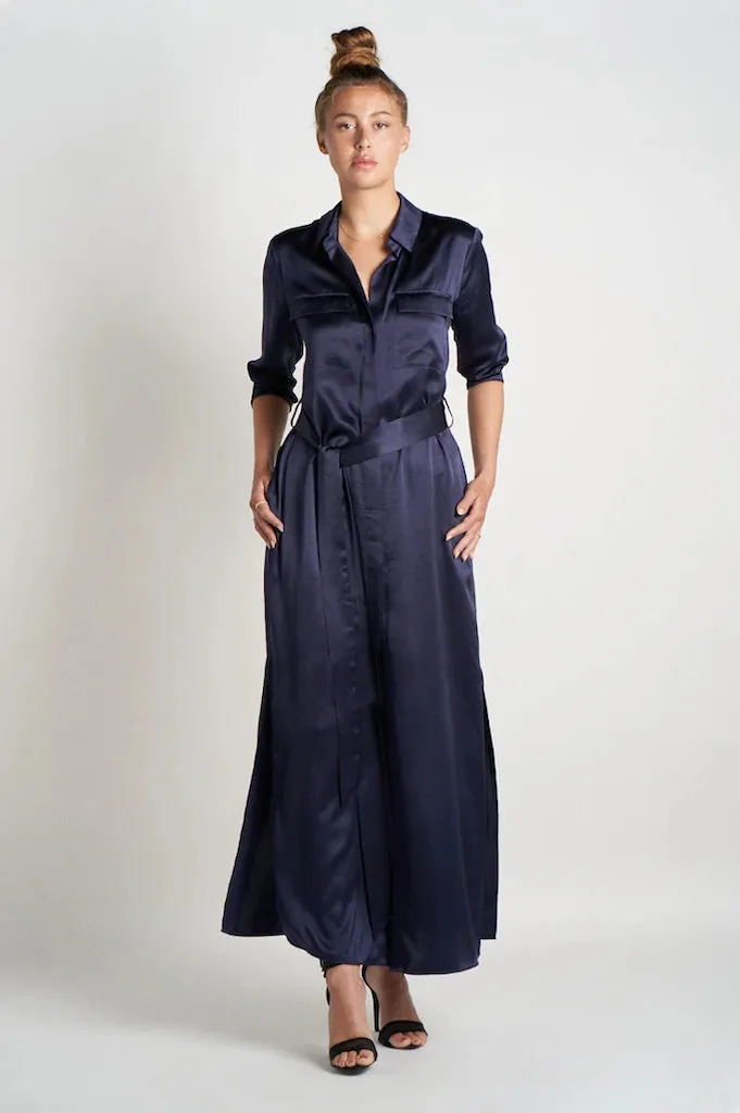Silk Maxi Shirt Dress