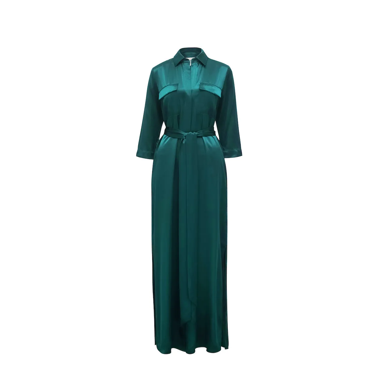 Silk Maxi Shirt Dress