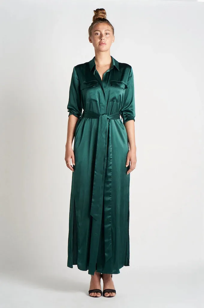 Silk Maxi Shirt Dress