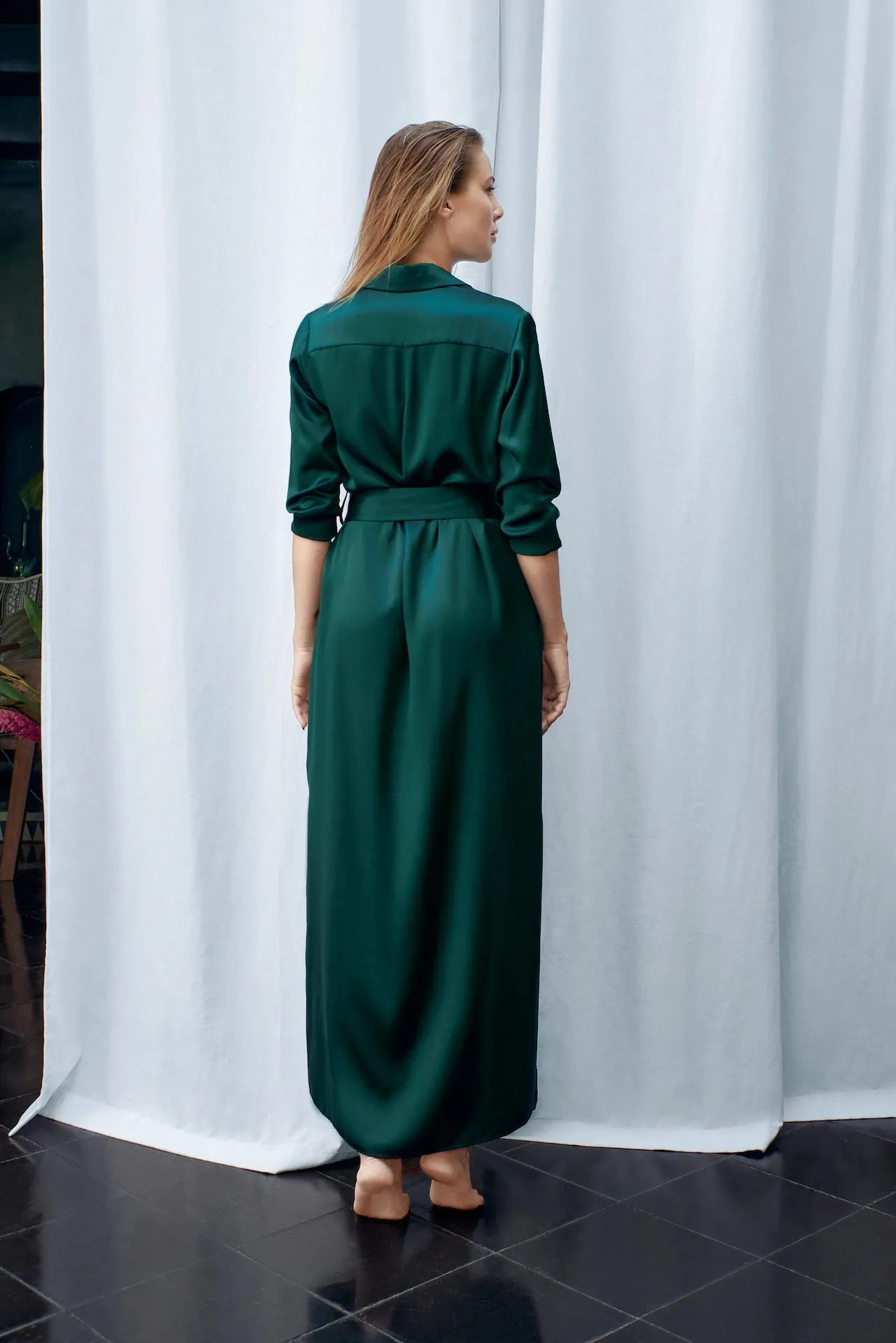Silk Maxi Shirt Dress