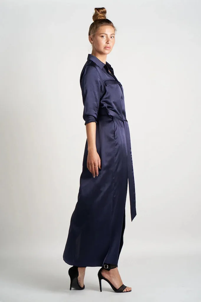 Silk Maxi Shirt Dress