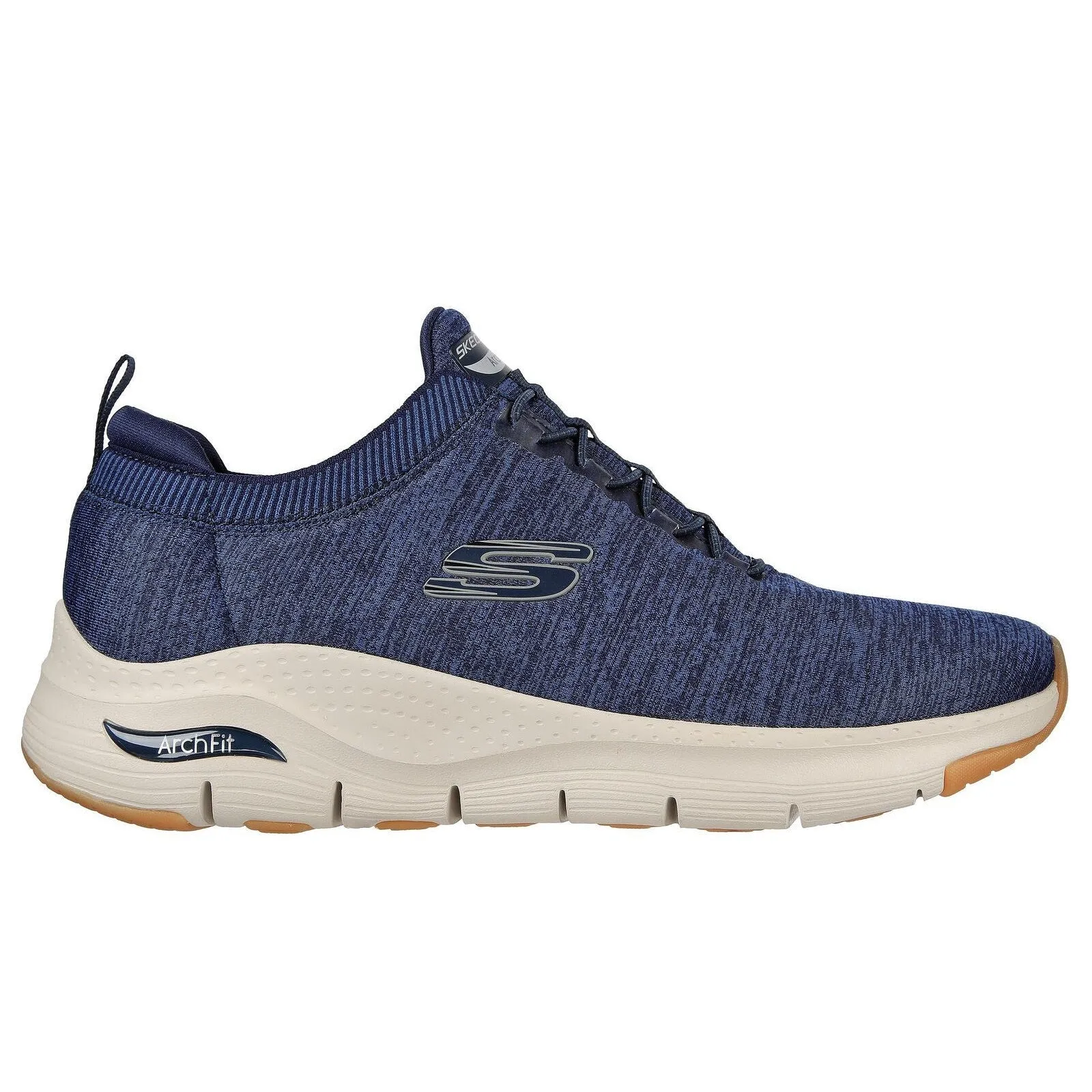 Skechers 232301 Arch Fit Waveport Mens Navy Textile Arch Support Elasticated Trainers