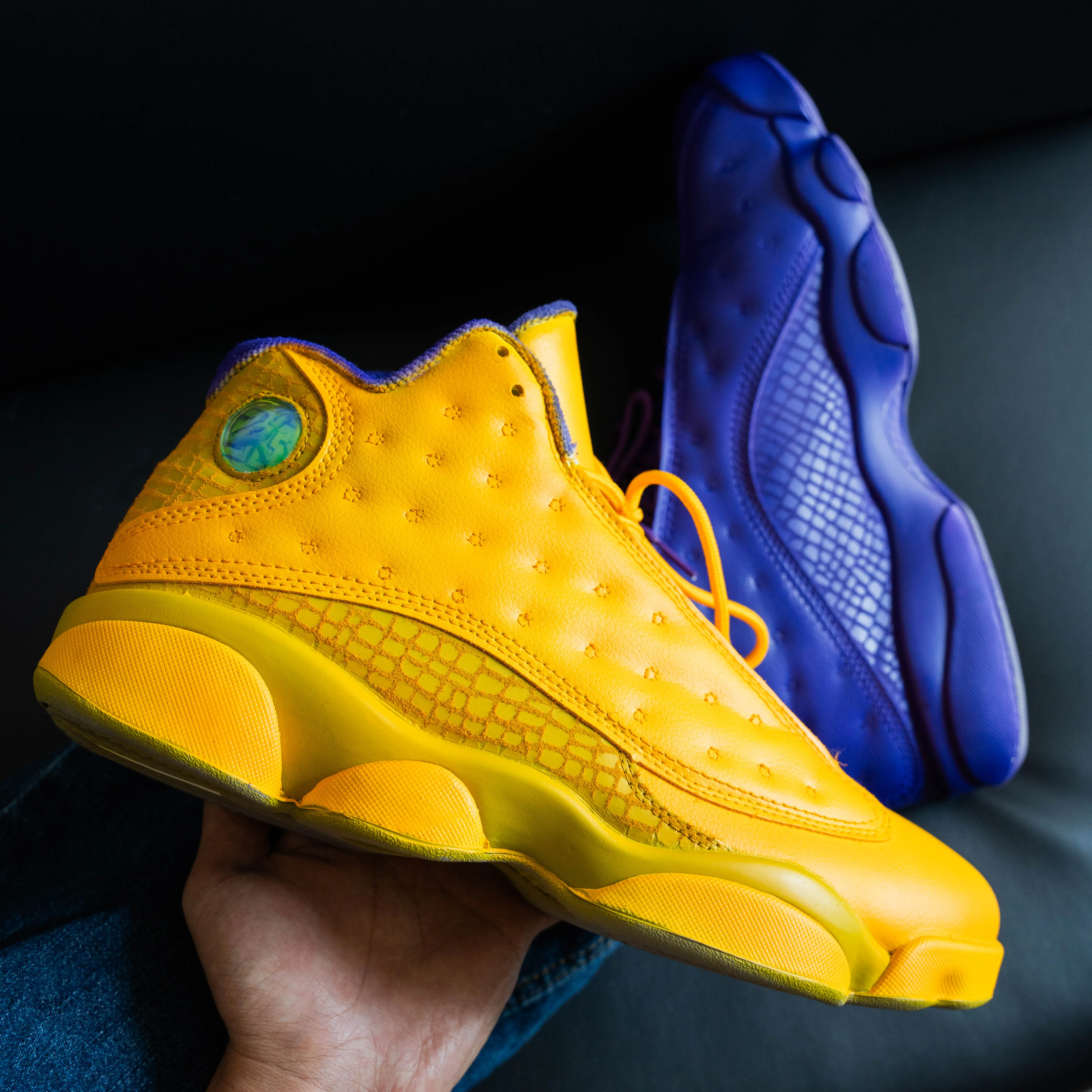 Yellow Purple Custom Air Jordan 13